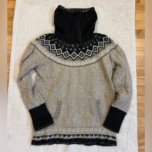 Eddie Bauer Black and Gray Cowl Neck Sweater